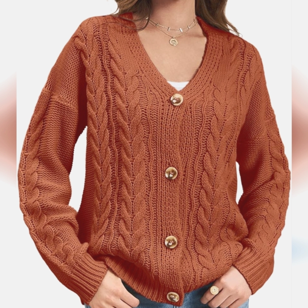 Mi Ami Cable  Knit Chunky Cardigan Sz Small